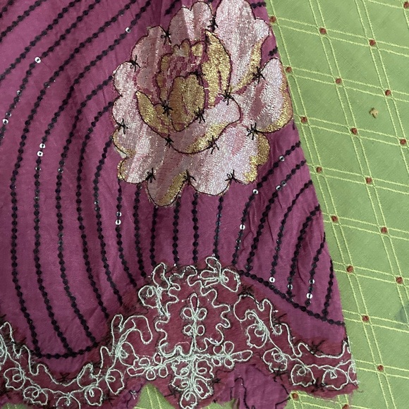 Y2K Anthropologie Embroidered Sequin Lace Viscose Skirt - Picture 3 of 6